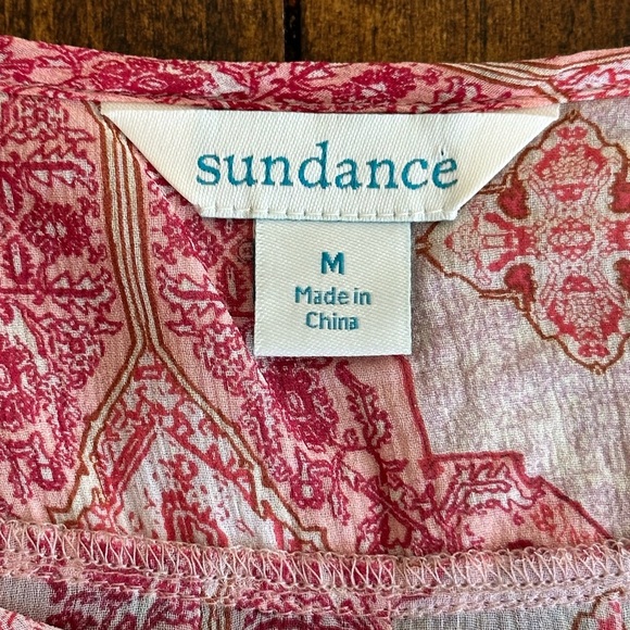 Sundance | Pink Medallion Breeze Boho Blouse with Pintucking, 100% Silk - Picture 4 of 8